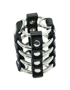 OHMAMA FETISH - Jaula de Pene con Anillas Metálicas y Correas de Piel para Placer Sin Límites