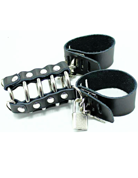 OHMAMA FETISH - Jaula de Pene con Anillas Metálicas y Correas de Piel para Placer Sin Límites