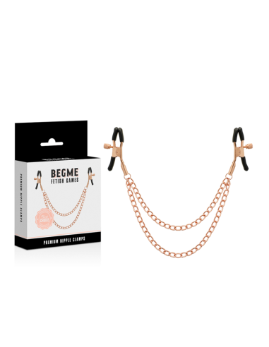 Pinzas para Pezones BEGME - Black Edition con Cadena | Accesorios BDSM de Acero Inoxidable sin Niquel