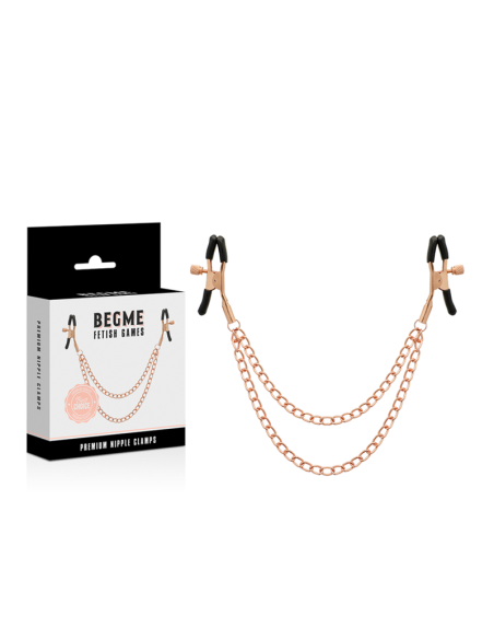 Pinzas para Pezones BEGME - Black Edition con Cadena | Accesorios BDSM de Acero Inoxidable sin Niquel