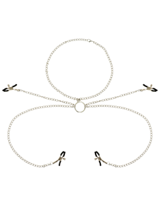 OHMAMA FETISH - 4 Pinzas para Pezones con Collar de Cadenas | Juguetes Sexuales de Alta Calidad