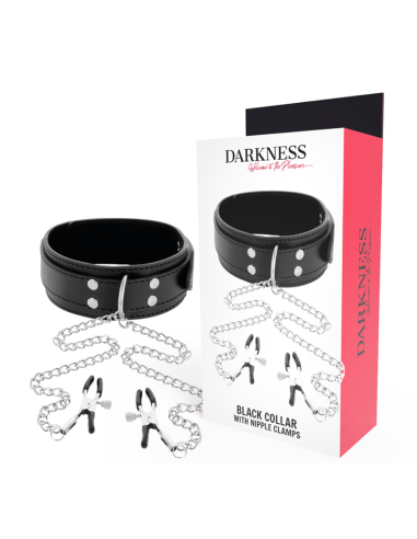Darkness - Collar Con Pinzas Para Pezones Negro | SexPlace.MX