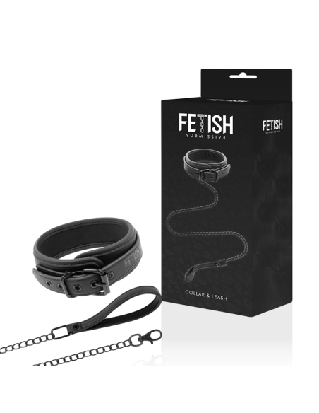 FETISH SUBMISSIVE - Collar con Cadena de Neopreno, 100% Libre de Níquel para BDSM