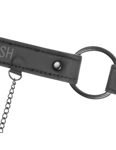 FETISH SUBMISSIVE - Anilla Mordaza con Pinzas para Pezones | Juguete BDSM Ajustable de Cuero Vegano