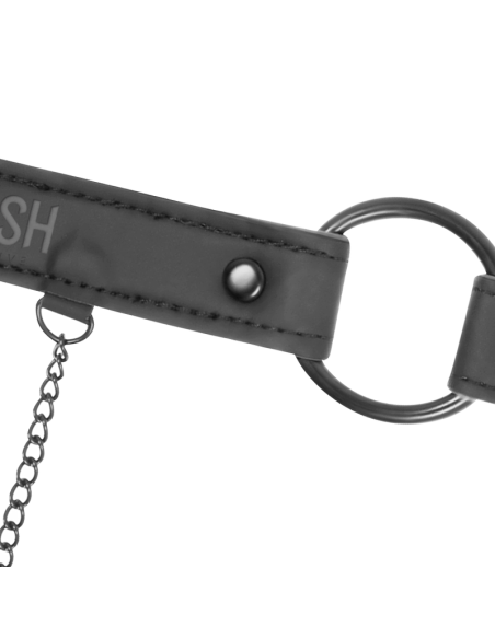 FETISH SUBMISSIVE - Anilla Mordaza con Pinzas para Pezones | Juguete BDSM Ajustable de Cuero Vegano