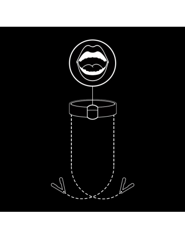 FETISH SUBMISSIVE - Anilla Mordaza con Pinzas para Pezones | Juguete BDSM Ajustable de Cuero Vegano