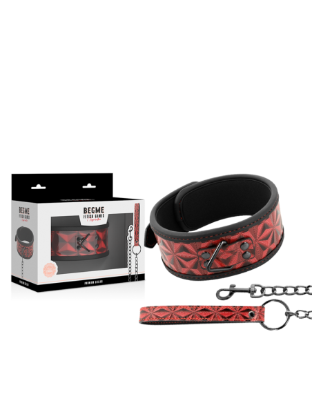 BEGME Red Edition: Collar de Cuero Vegano con Neopreno para BDSM - Control y Placer 100% Seguro