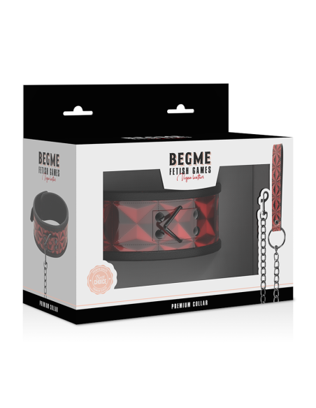 BEGME Red Edition: Collar de Cuero Vegano con Neopreno para BDSM - Control y Placer 100% Seguro