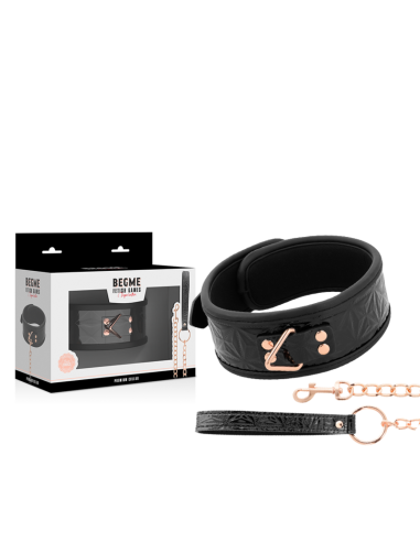 BEGME - BLACK EDITION: Collar de Cuero Vegano con Neopreno para BDSM y Fantasías Eróticas