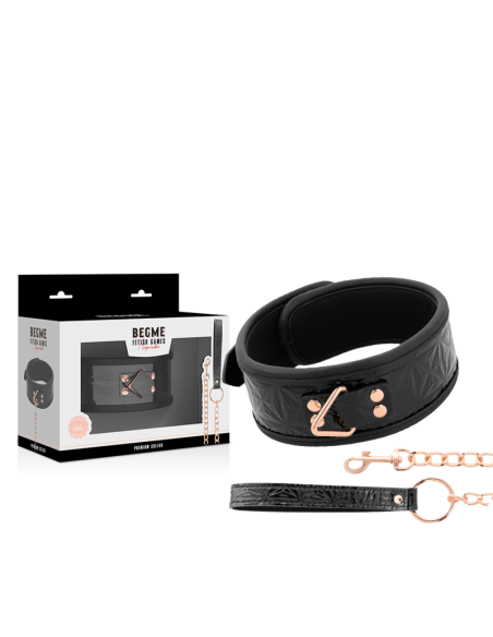 BEGME - BLACK EDITION: Collar de Cuero Vegano con Neopreno para BDSM y Fantasías Eróticas