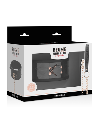 BEGME - BLACK EDITION: Collar de Cuero Vegano con Neopreno para BDSM y Fantasías Eróticas