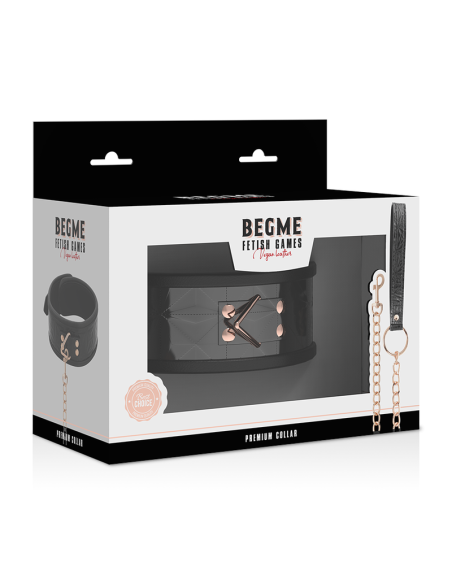 BEGME - BLACK EDITION: Collar de Cuero Vegano con Neopreno para BDSM y Fantasías Eróticas