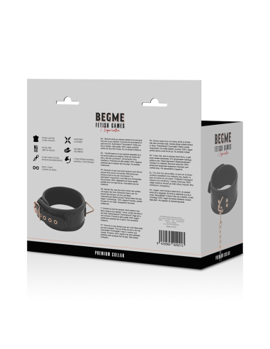 BEGME - BLACK EDITION: Collar de Cuero Vegano con Neopreno para BDSM y Fantasías Eróticas