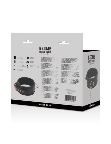 BEGME - BLACK EDITION: Collar de Cuero Vegano con Neopreno para BDSM y Fantasías Eróticas