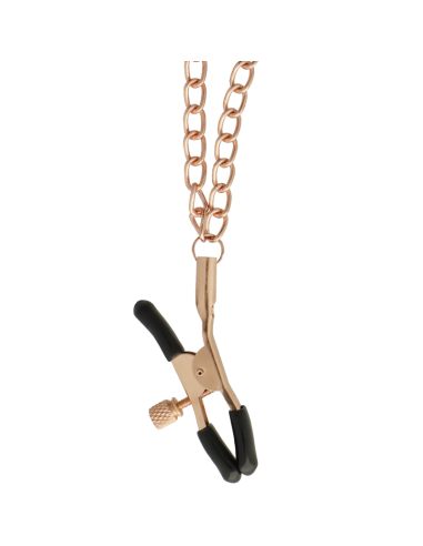 BEGME - Black Edition: Collar con Cadenas y Pinzas para Pezones de Neopreno para Placer BDSM