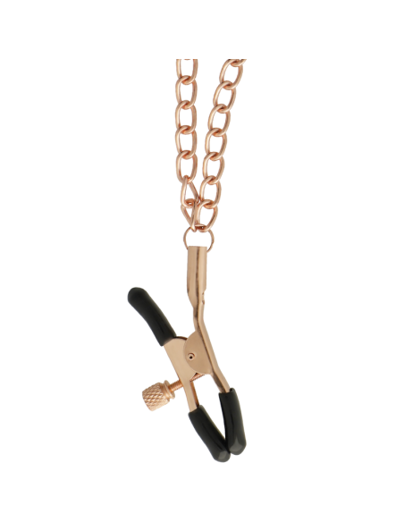 BEGME - Black Edition: Collar con Cadenas y Pinzas para Pezones de Neopreno para Placer BDSM