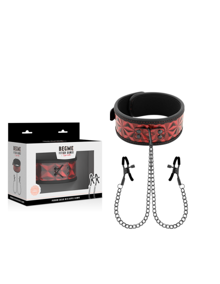 BEGME Red Edition: Collar con Cadenas y Pinzas para Pezones - Placer y Estimulación BDSM