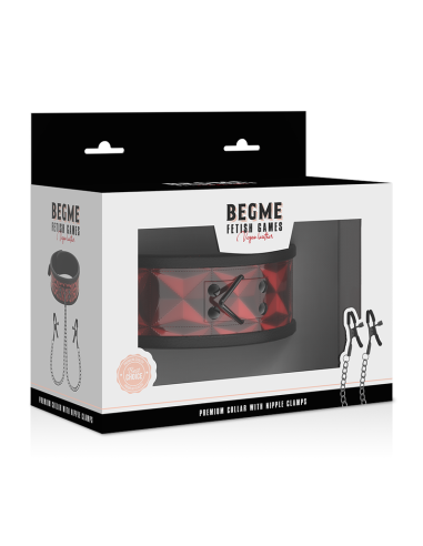 BEGME Red Edition: Collar con Cadenas y Pinzas para Pezones - Placer y Estimulación BDSM