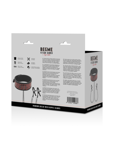 BEGME Red Edition: Collar con Cadenas y Pinzas para Pezones - Placer y Estimulación BDSM