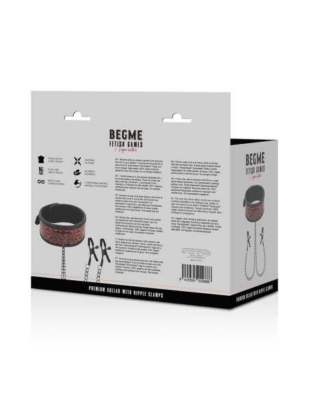 BEGME Red Edition: Collar con Cadenas y Pinzas para Pezones - Placer y Estimulación BDSM