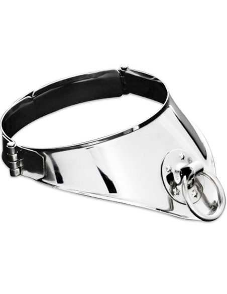 METAL HARD - Collar de Restricción con Anilla y Candado 12.5 cm | Accesorio Fetiche Atractivo y Simbólico