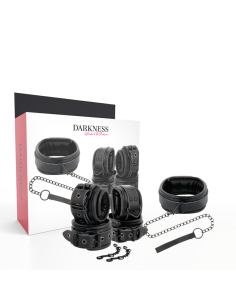 Esposas y Collar de Cuero Negro DARKNESS