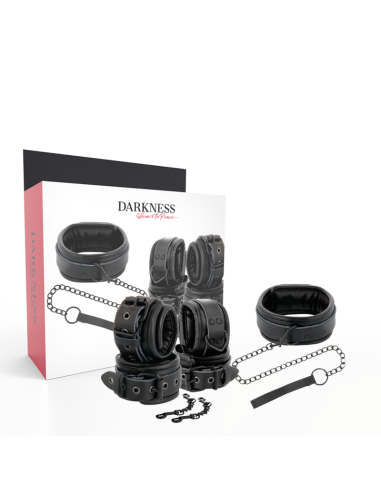 Esposas y Collar de Cuero Negro DARKNESS