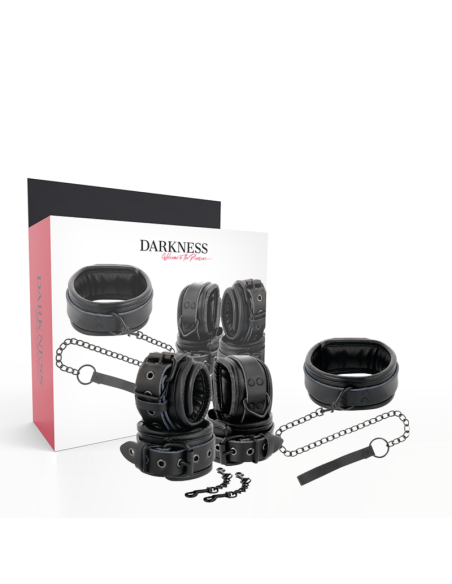 Esposas y Collar de Cuero Negro DARKNESS