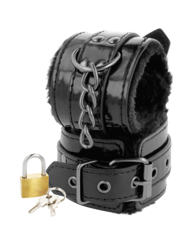 Esposas de Cuero Ajustables BLACK DARKNESS | BDSM Elegantes con Candado