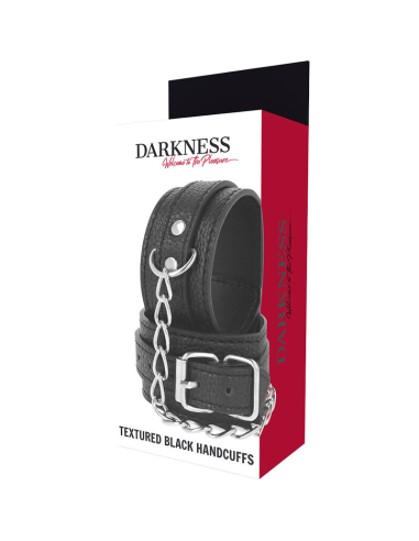 DARKNESS - Esposas de Cuero Negro Ajustables para Juegos Fetichistas