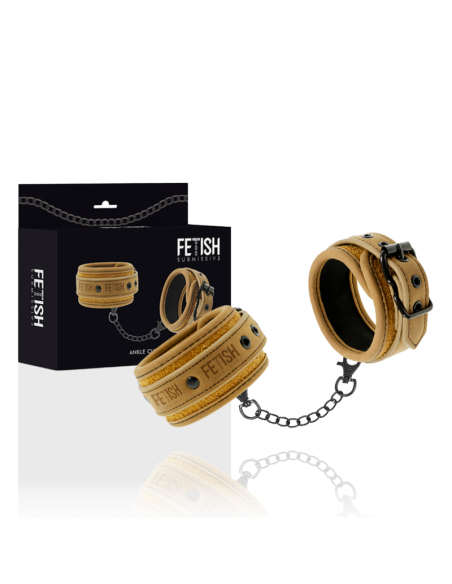 FETISH SUBMISSIVE - Esposas Tobillos de Cuero Vegano y Neopreno para Juegos BDSM