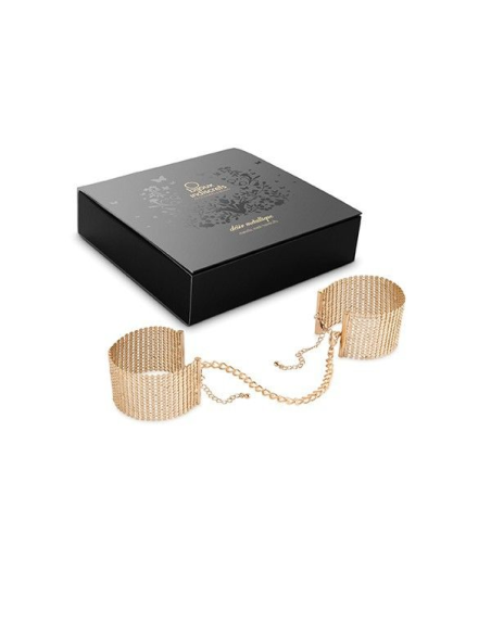 Bijoux - Désir Métallique: Esposas de Malla Metálica Dorada para la Seducción