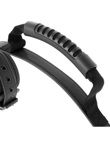 Fetish Submissive: Esposas de Cuero Vegano con Tirador y Forro de Neopreno para Juegos BDSM