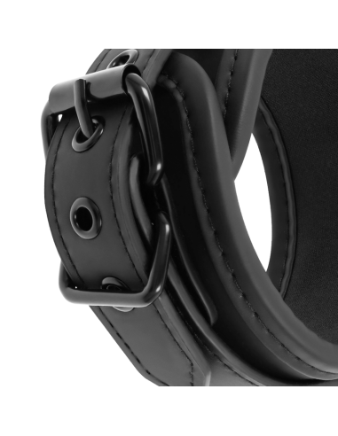 Fetish Submissive: Esposas de Cuero Vegano con Tirador y Forro de Neopreno para Juegos BDSM