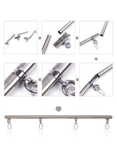 OHMAMA FETISH - Barra Restricción 4 Ganchos de Metal para Placer y Diversión Sexual