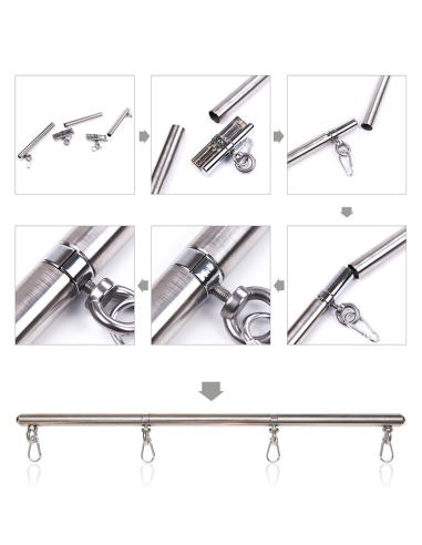 OHMAMA FETISH - Barra Restricción 4 Ganchos de Metal para Placer y Diversión Sexual