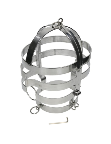 METAL HARD - Máscara BDSM de Acero con Collar para Juegos de Sumisión