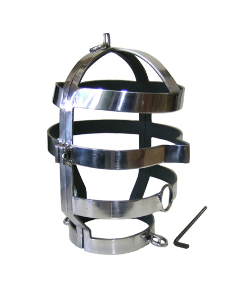 METAL HARD - Máscara BDSM de Acero con Collar para Juegos de Sumisión