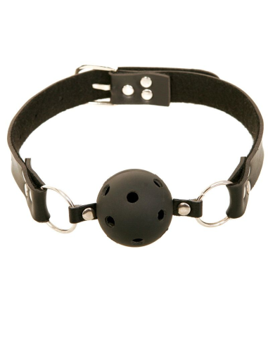 Mordaza Transpirable Fetish Fantasy Series - Cuero y Pelota de Goma Ajustable