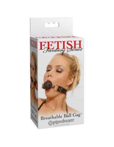 Mordaza Transpirable Fetish Fantasy Series - Cuero y Pelota de Goma Ajustable