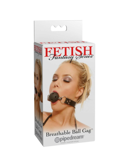 Mordaza Transpirable Fetish Fantasy Series - Cuero y Pelota de Goma Ajustable