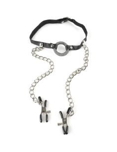 FETISH FANTASY SERIES - Mordaza Con Pinzas Para Pezones | SexPlace.MX