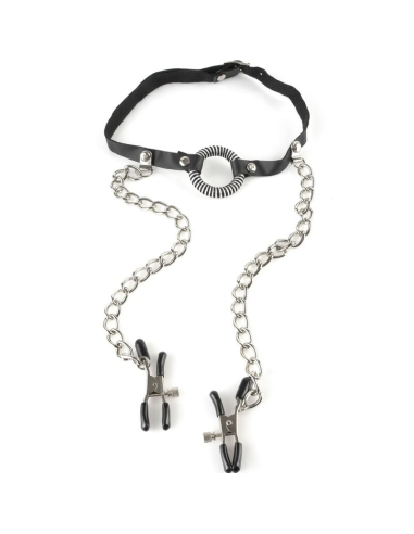 FETISH FANTASY SERIES - Mordaza Con Pinzas Para Pezones | SexPlace.MX