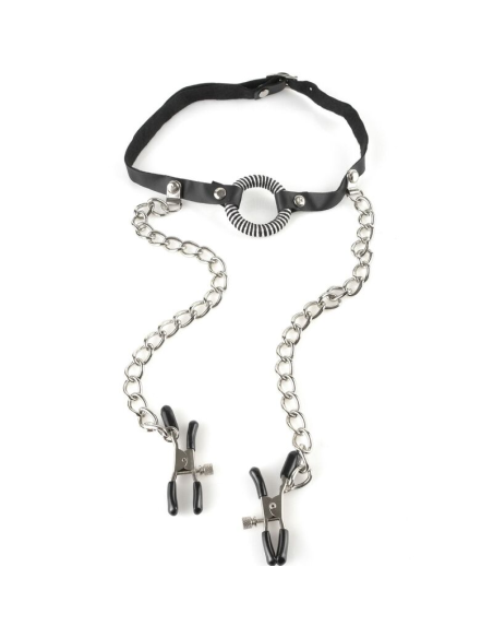 FETISH FANTASY SERIES - Mordaza Con Pinzas Para Pezones | SexPlace.MX