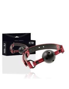 Fetish Submissive Dark Room - Mordaza Transpirable de Cuero Vegano para Juegos BDSM