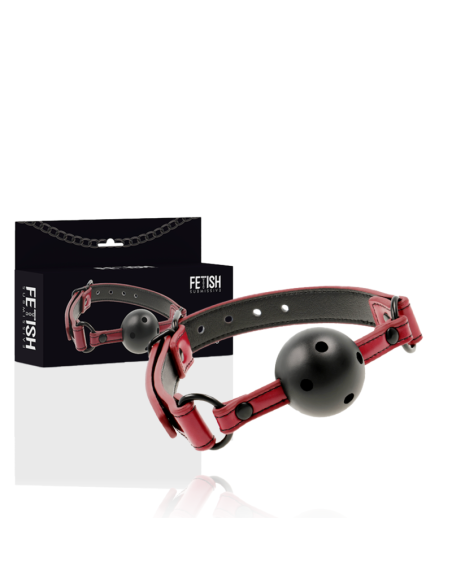 Fetish Submissive Dark Room - Mordaza Transpirable de Cuero Vegano para Juegos BDSM