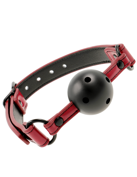 Fetish Submissive Dark Room - Mordaza Transpirable de Cuero Vegano para Juegos BDSM