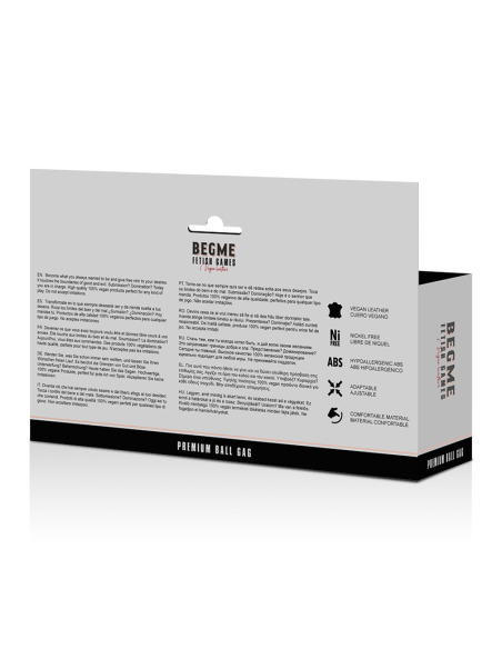 BEGME - BLACK EDITION: Mordaza de Cuero Vegano para Juegos BDSM, Cómoda y Segura