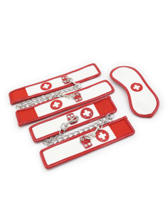 OHMAMA FETISH - Mini Set 3 Piezas Enfermera: Esposas y Antifaz para Placer y Diversión