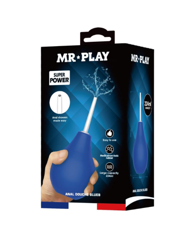 MR PLAY Ducha Anal Blue Super Power Azul - Limpieza Segura y Placentera para Sexo Anal